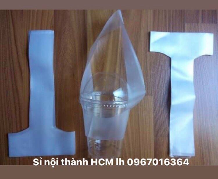 1kg túi chữ T take away đựng trà sữa, túi đựng ly cafe, quai xách chữ T, túi xốp ly