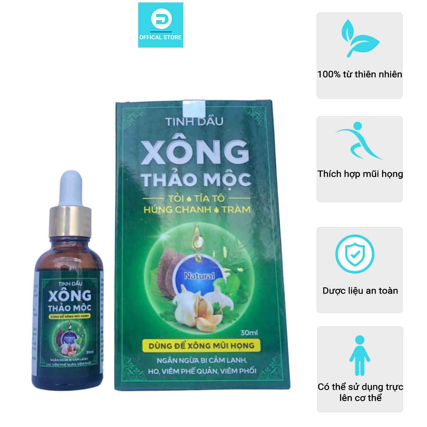 Tinh dầu xông Thảo Mộc 30ml tốt cho hô hấp dùng để xong mũi họng