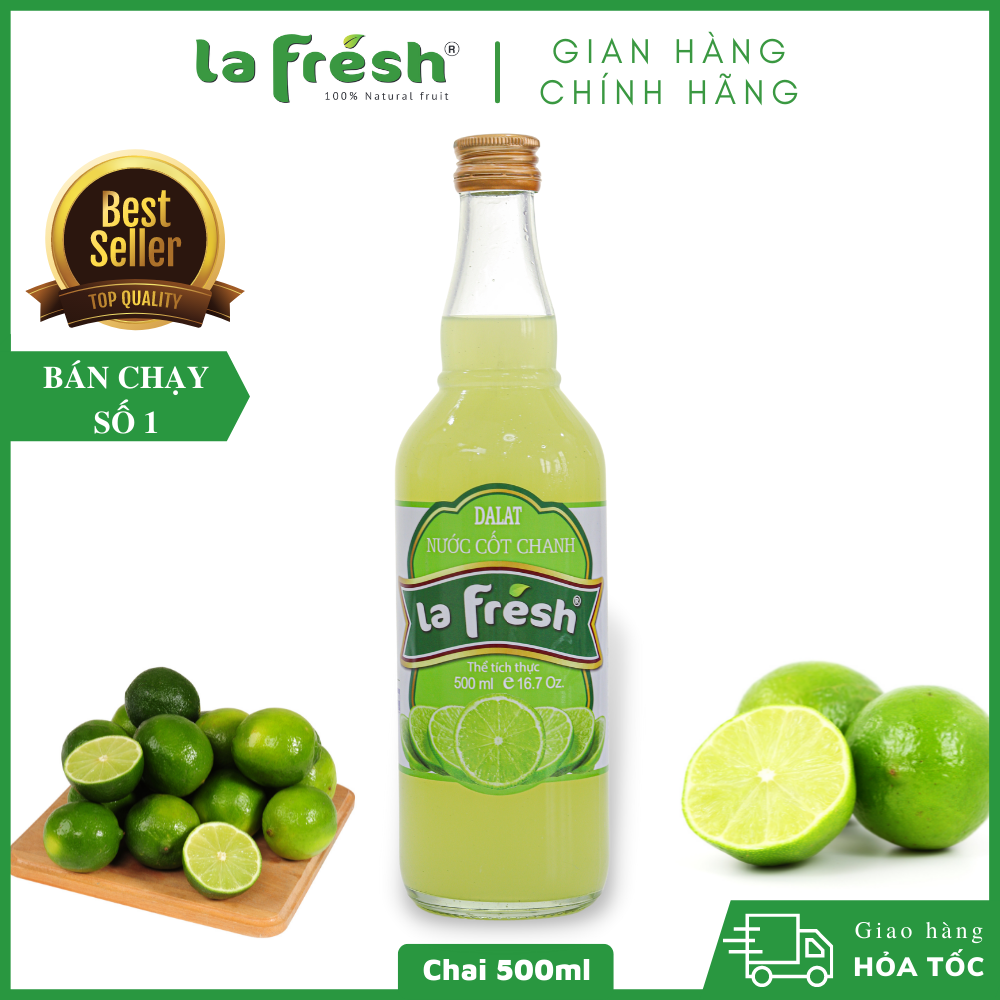 [HCM]Nước Cốt Chanh Vắt Không Đường Lafresh Đà Lạt 500ml
