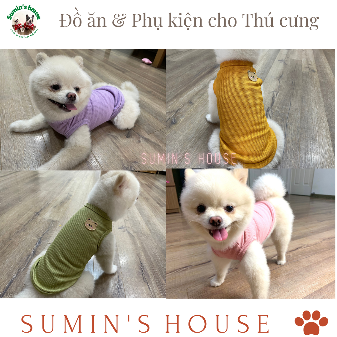Áo thun co giãn, chất liệu mềm mịn thông thoáng cho chó mèo nhiều màu sắc - Sumin's house