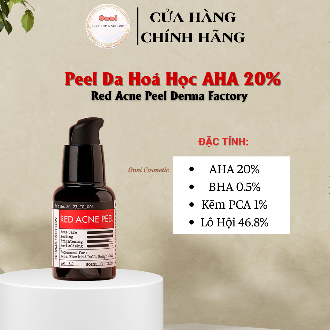 Peel aha 20% ,tẩy da chết hoá học derma factory red acne peel 30g