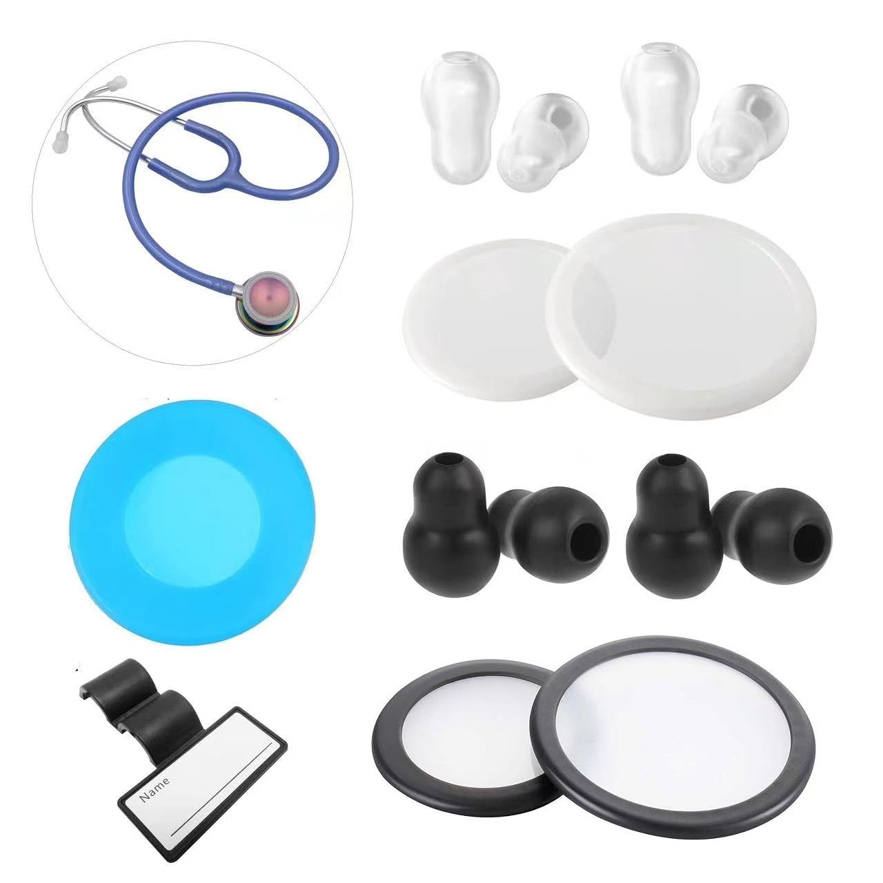 14PCS Littmann ống nghe phụ kiện phụ kiện thay thế, 4 cặp mềm ống nghe tai Mẹo miếng Earplug Earbud thay thế màng trống bìa cho Littmann tim mạch cổ điển ố