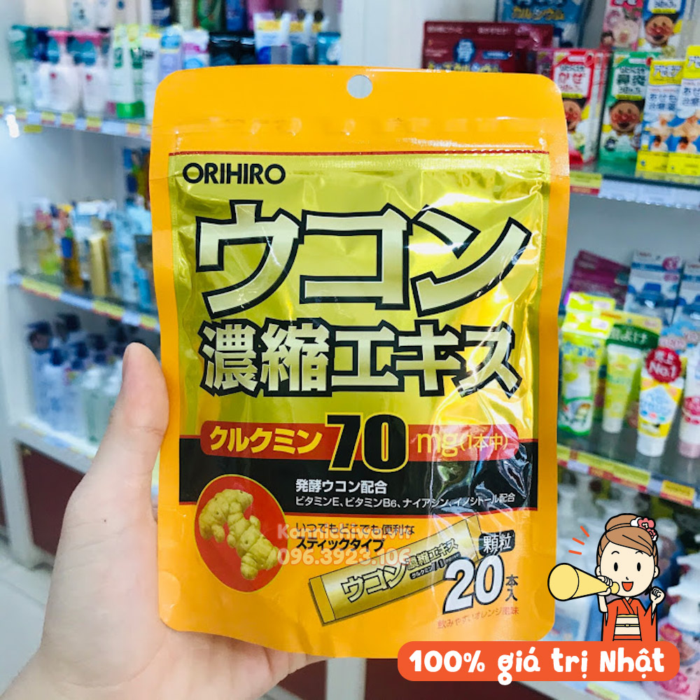 [CHÍNH HÃNG] Bột nghệ giải rượu ORIHIRO KOZU Nhật Bản túi 20 gói giúp giải độc tố, bảo vệ gan