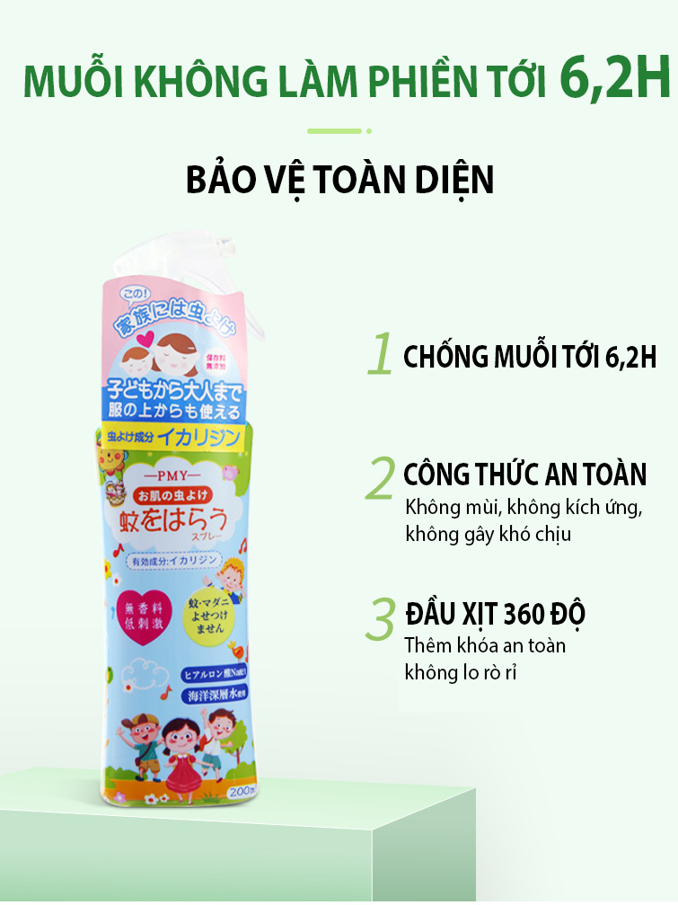 Chai Xịt Chống Muỗi Và Côn Trùng Nhật Bản Xịt chống muỗi Nhật Bản PMY dùng cho trẻ em chống muỗi, đu