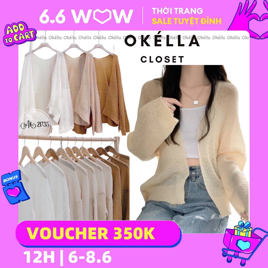 Áo Khoác Len Cardigan mỏng nhẹ áo khoác ngoài sáng Ulzzang đi chơi đi biển đi đà lạt Okélla