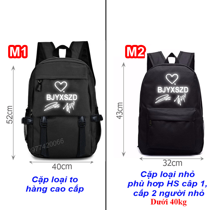 Cặp BJYXSZD phản quang, balo BJYXSZD phản quang, cặp Vương Nhất Bác, balo Tiêu Chiến  May 3 lớp 4 ngăn