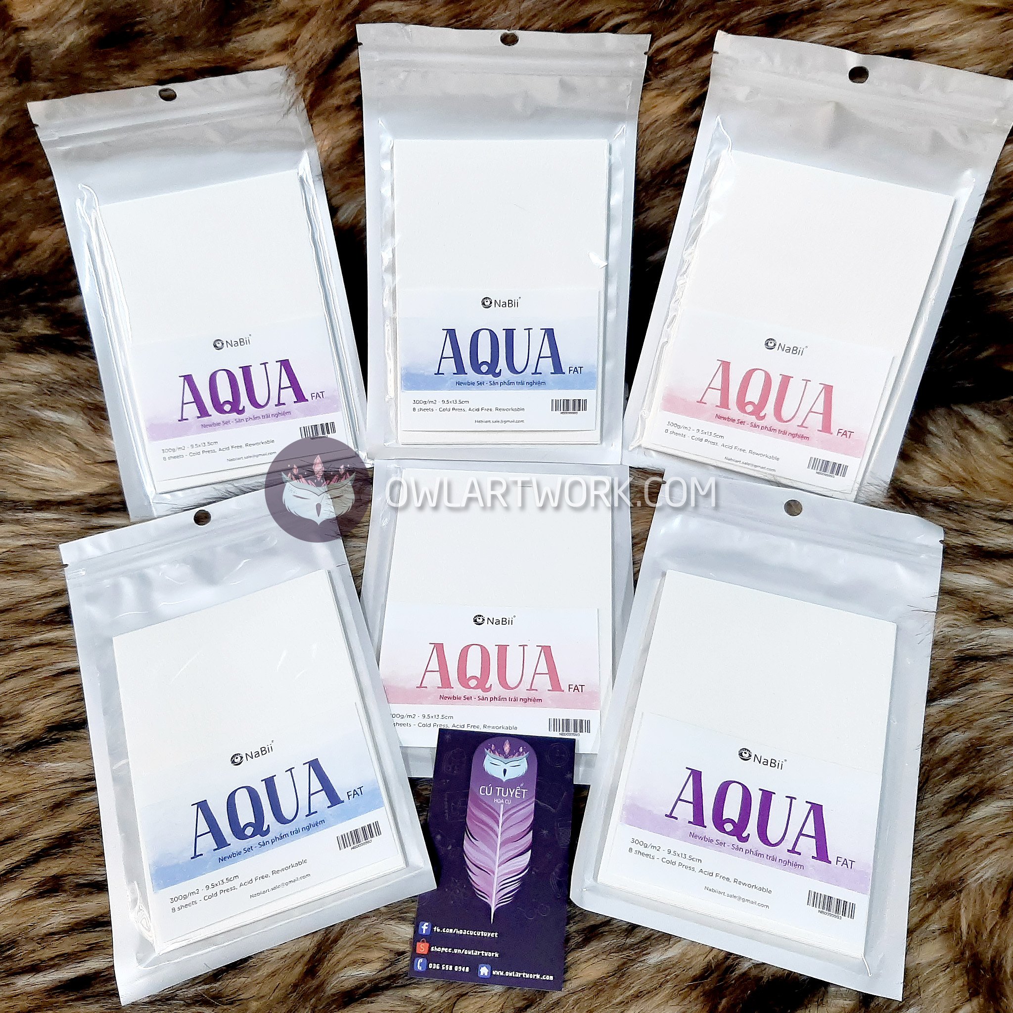 Set Dùng Thử - Giấy vẽ màu nước Nabii Aqua Fat size A6 300gsm