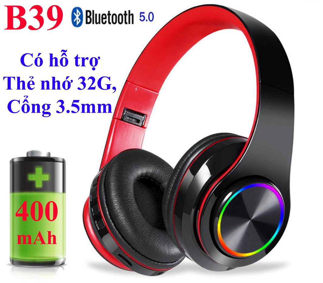 Tai Phone  Bluetooth Chụp Tai Cao Cấp B39 - Bass cực mạnh, Pin Trâu 400mAh