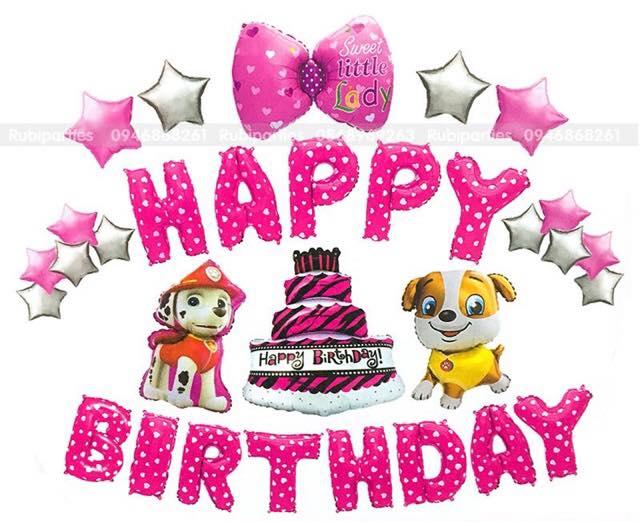 Bong bóng chữ Happy birthday trang trí sinh nhật năm chó