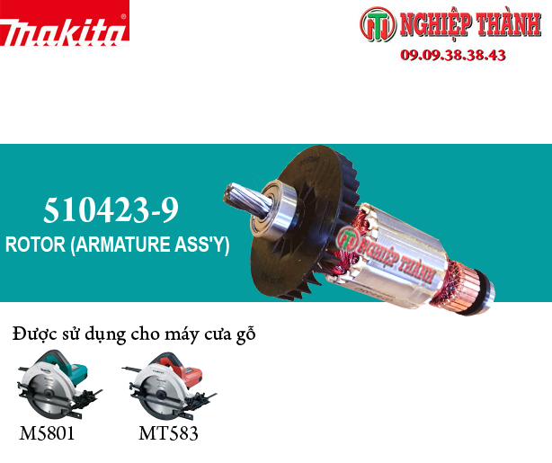 Rotor máy cưa gỗ 185mm makita m5801/ maktec mt583 hàng chính hãng