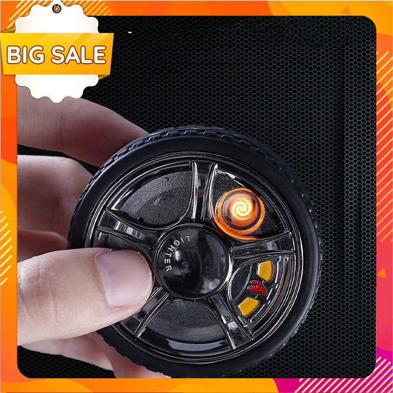 Hộp quẹt bật lửa spinner hồng ngoại sạc điện usb kiểu dáng hình bánh xe ô tô cao cấp