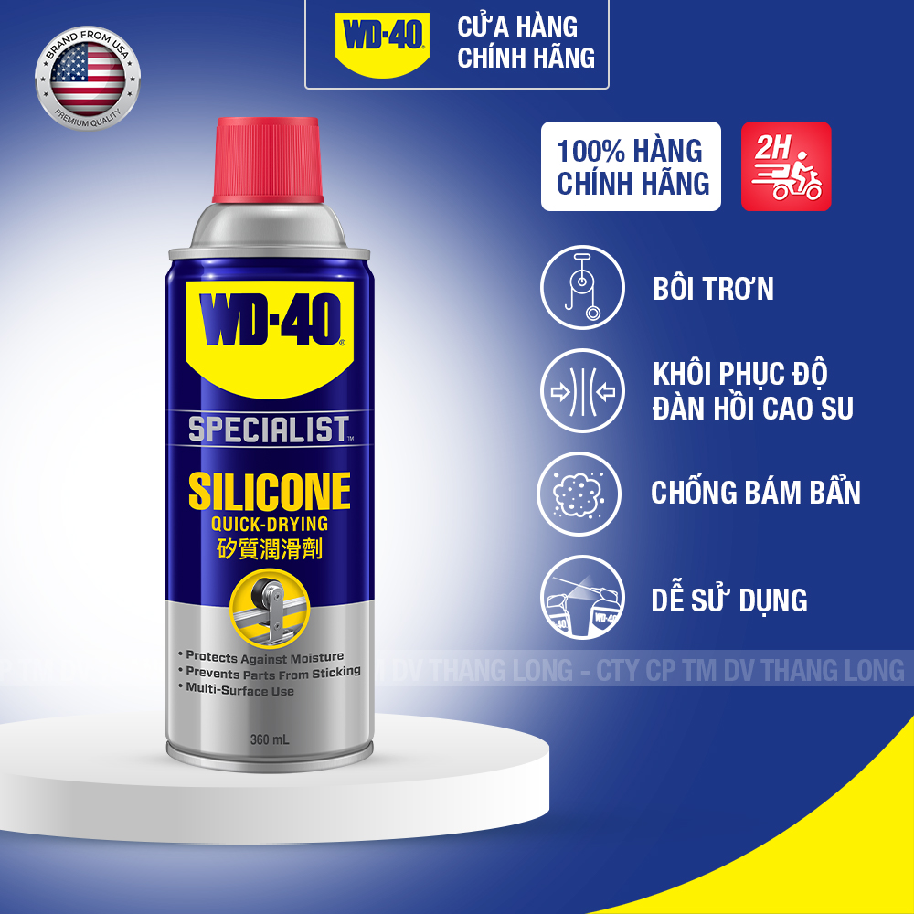 Chai Xịt Dầu Bôi Trơn Bảo Dưỡng Silicon WD 40 Silicone Chính Hãng Bảo Dưỡng Gioăng Cao Su, Lốp Xe 360ml