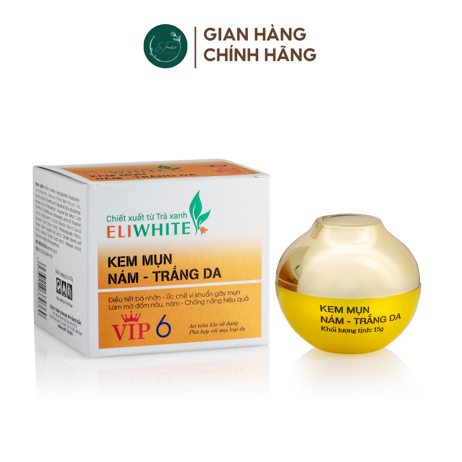 [Chính hãng] Kem Trị Mụn - Mờ Thâm Nám - Trắng Da Trà Xanh EliWhite 15g