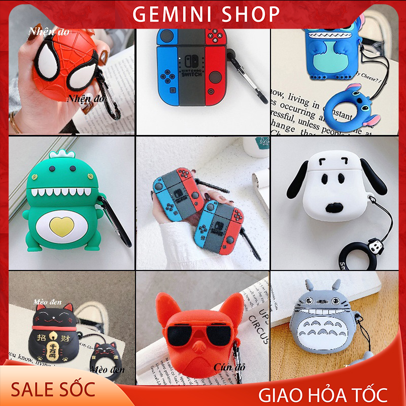 Ốp bảo vệ hộp sạc tai nghe Airpods 1/2/Pro vỏ bảo vệ đựng tai nghe OP thiết kế hoạt hình dễ thương GEMINI SHOP