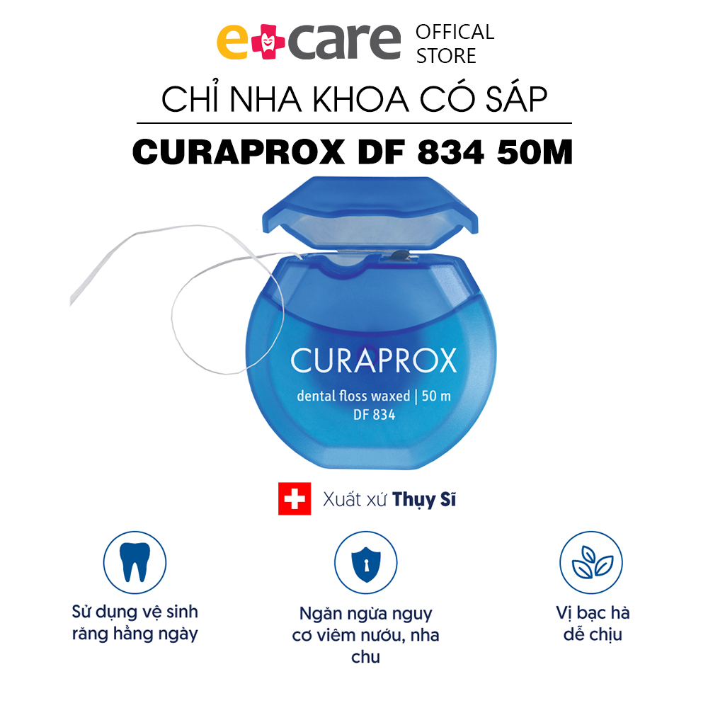 Chỉ nha khoa có sáp curaprox df 834 50m