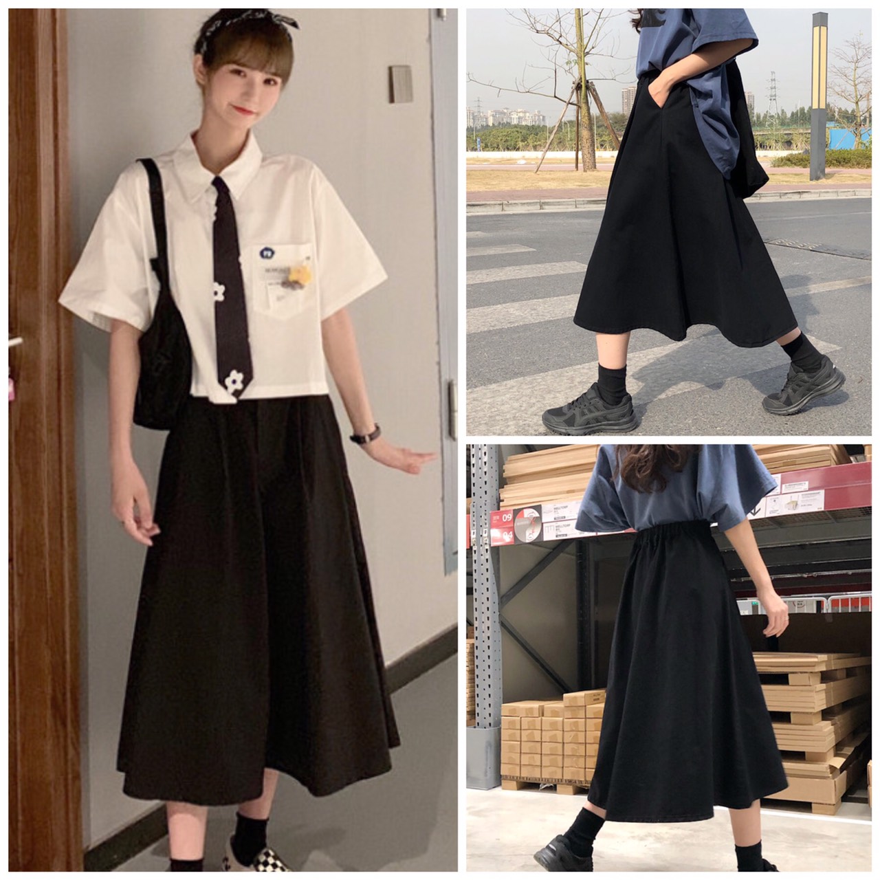 Chân váy kaki form dài hình thật vải bao đẹp-chân váy kaki dài-váy công sở-váy dài qua gối màu đen