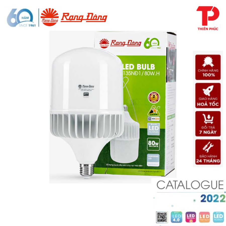 Bóng đèn led rạng đông bulb trụ nhôm 80w - model: led tr140nđ.80w.h