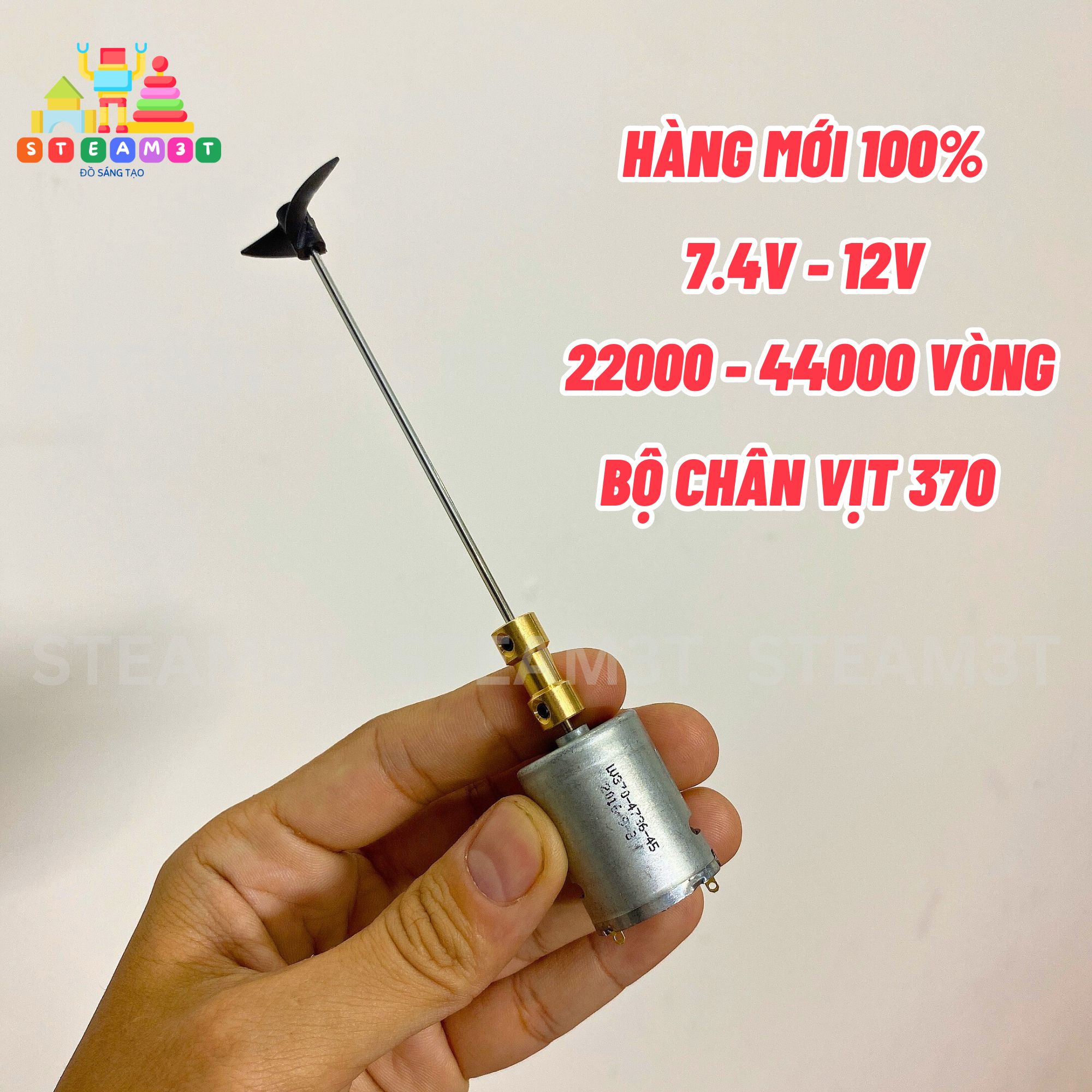 Bộ chân vịt mini lắp tàu cano siêu mạnh 7.4v 12v tốc độ cao 44000 vòng, khớp nối đồng, chân vịt 3cm 