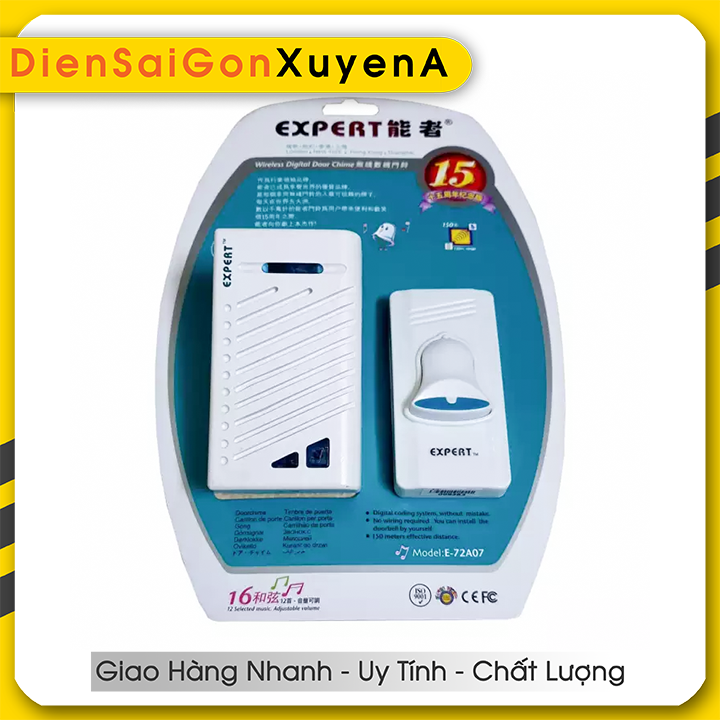 Chuông cửa không dây EXPERT 12 Kiểu Chuông 150m  E-72A07