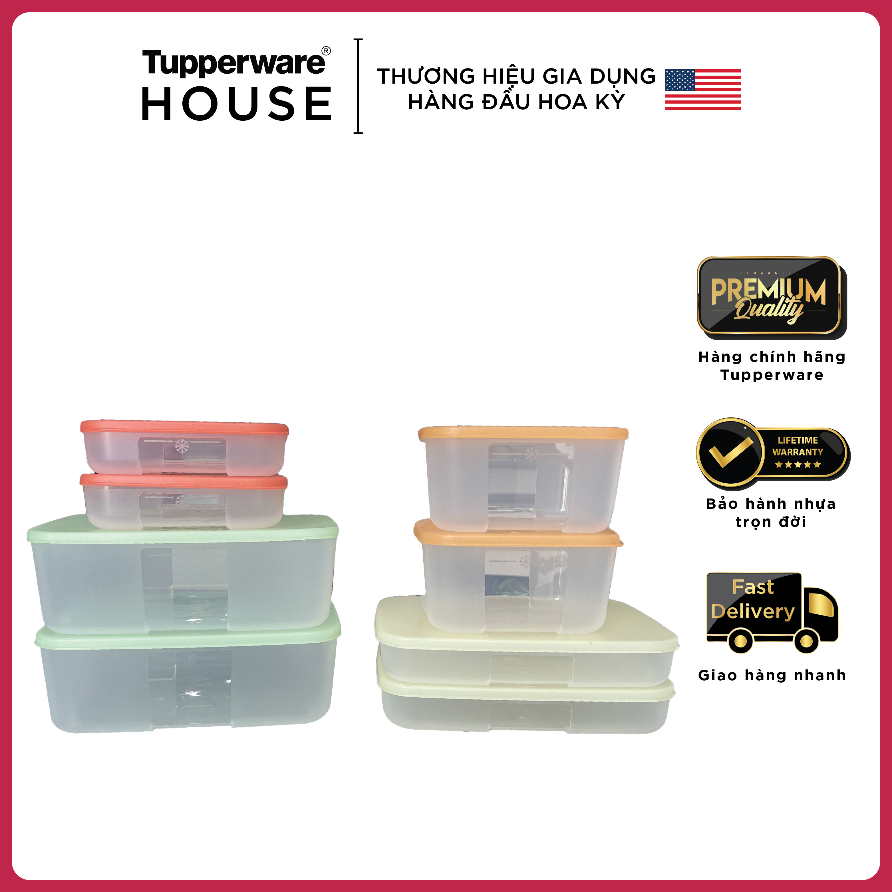 Bộ hộp bảo quản thực phẩm trữ đông Colorful Set 8