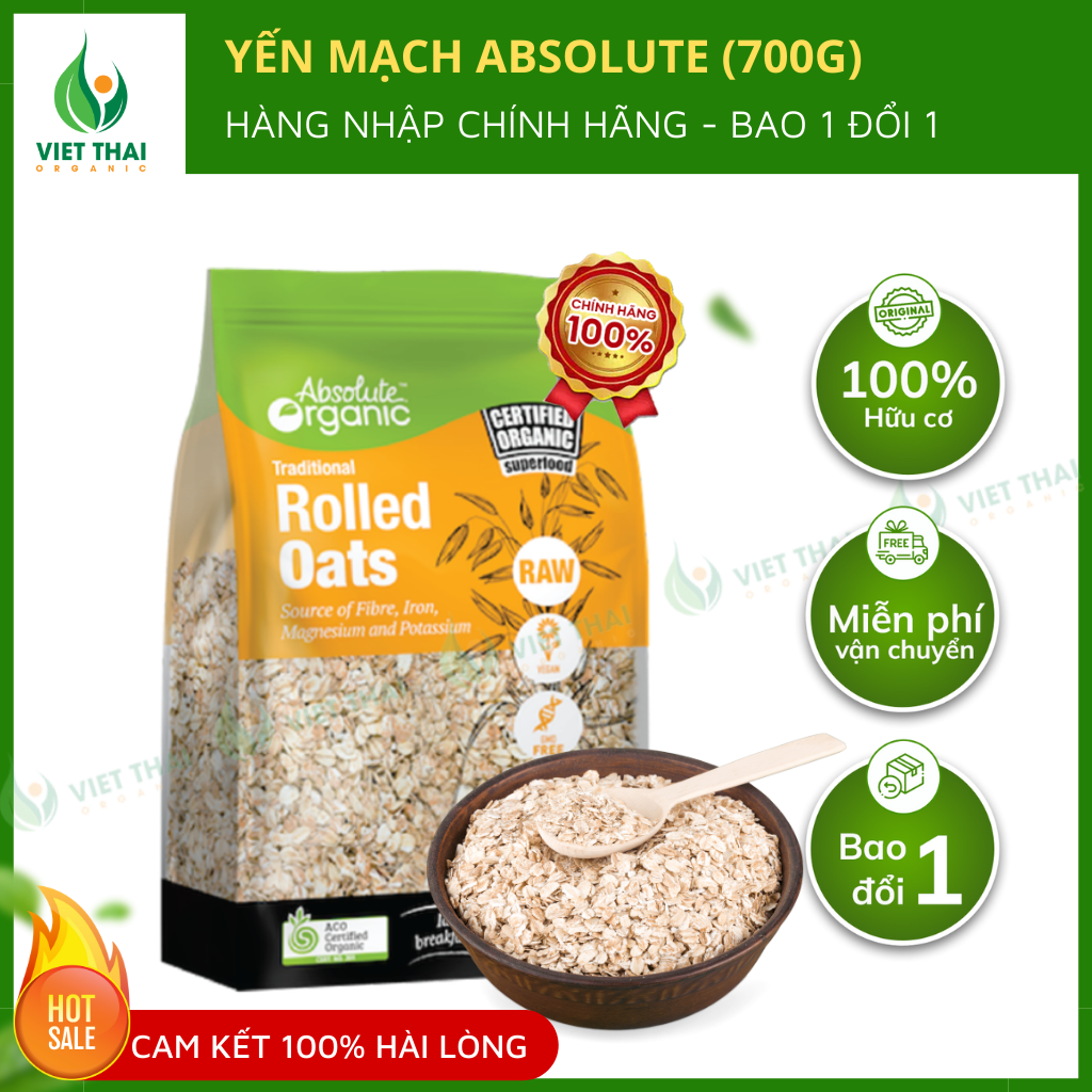 【Chính Hãng】Yến Mạch Tươi Úc Absolute Organic Túi 700g Đặc Biệt Xuất Xứ Từ Úc Đảm Bảo Đầy Đủ Chất Dinh Dưỡng Cần Thiết  - Việt Thái Organic