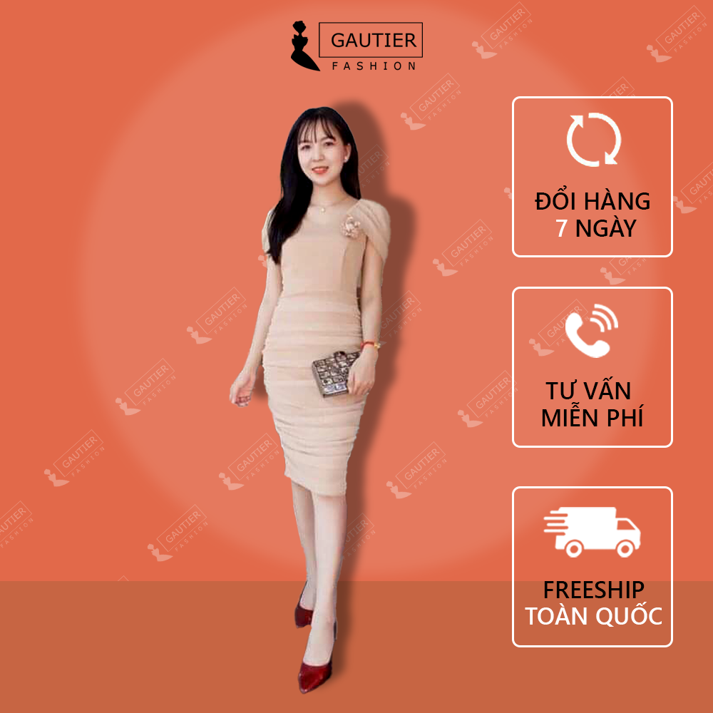 Đầm Body Dự Tiệc Nhún Eo Đính Hoa Thời Trang Gautier [ Đầm Đẹp ]