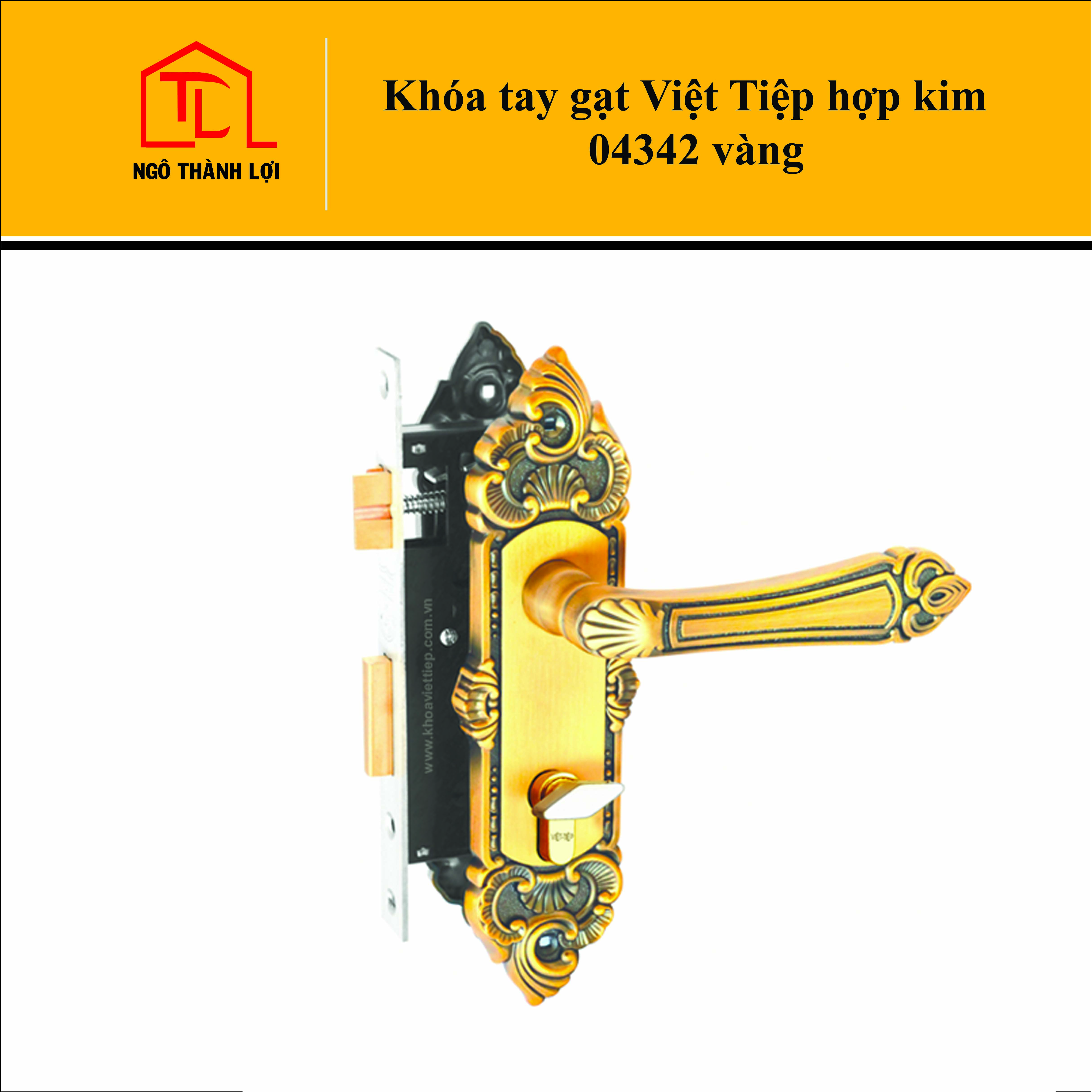 Ổ khoá cửa tay gạt Việt Tiệp 04342 hợp kim vàng dành cho cửa thông phòng