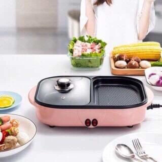 [HCM]NỒI LẨU NƯỚNG ĐA NĂNG 8662 S MINI MỚI RA - BẾP NƯỚNG ĐIỆN ĐA NĂNG 2 TRONG 1tích hợp 2 chức năng trong một sản phẩm vừa nướng vừa- có thể nấu lẩu nấu canh rán khoBếp nướng