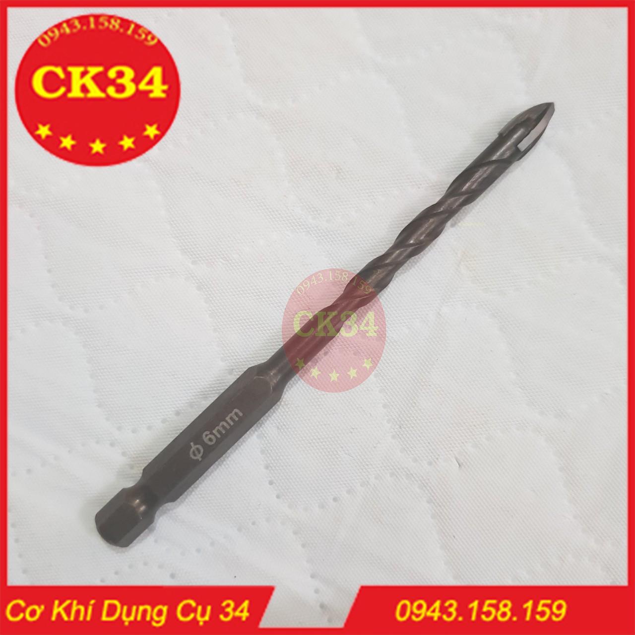 Mũi khoan kính, thủy tinh, gạch men...ĐA NĂNG chuôi lục giác phi 6 xoắn đen