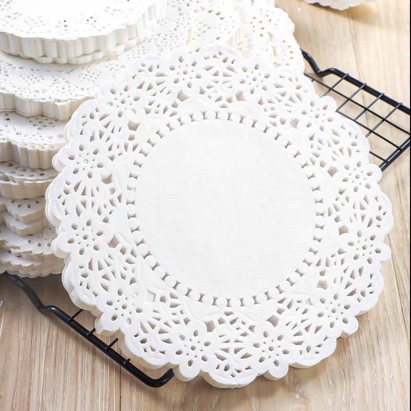 Set 100 giấy thấm dầu hình tròn họa tiết ren hoa xinh xắn