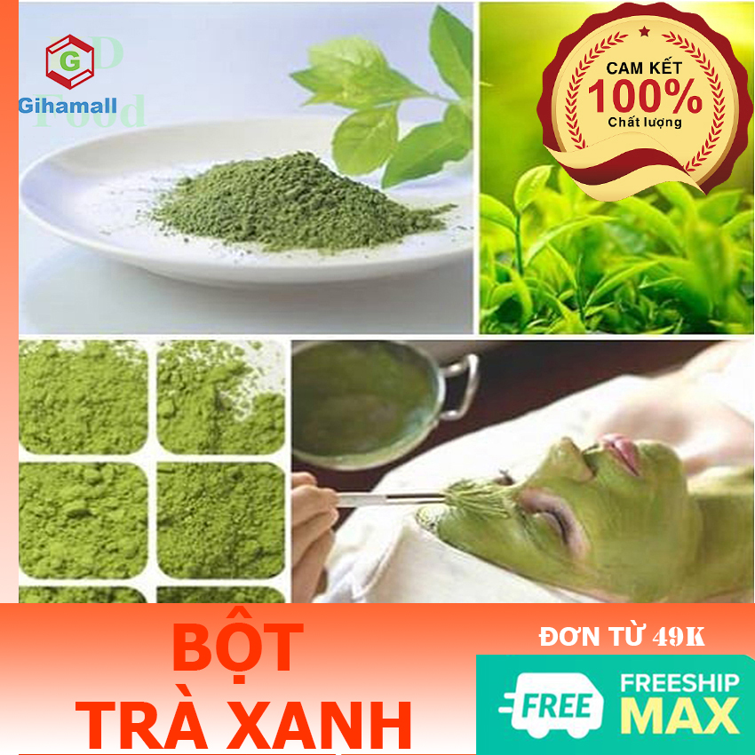[HCM][Free ship 30k] Bột Trà Xanh Nguyên chất Gihamall Dùng Đắp mặt Nạ làm trắng da chống lão hóa  – Túi 500g