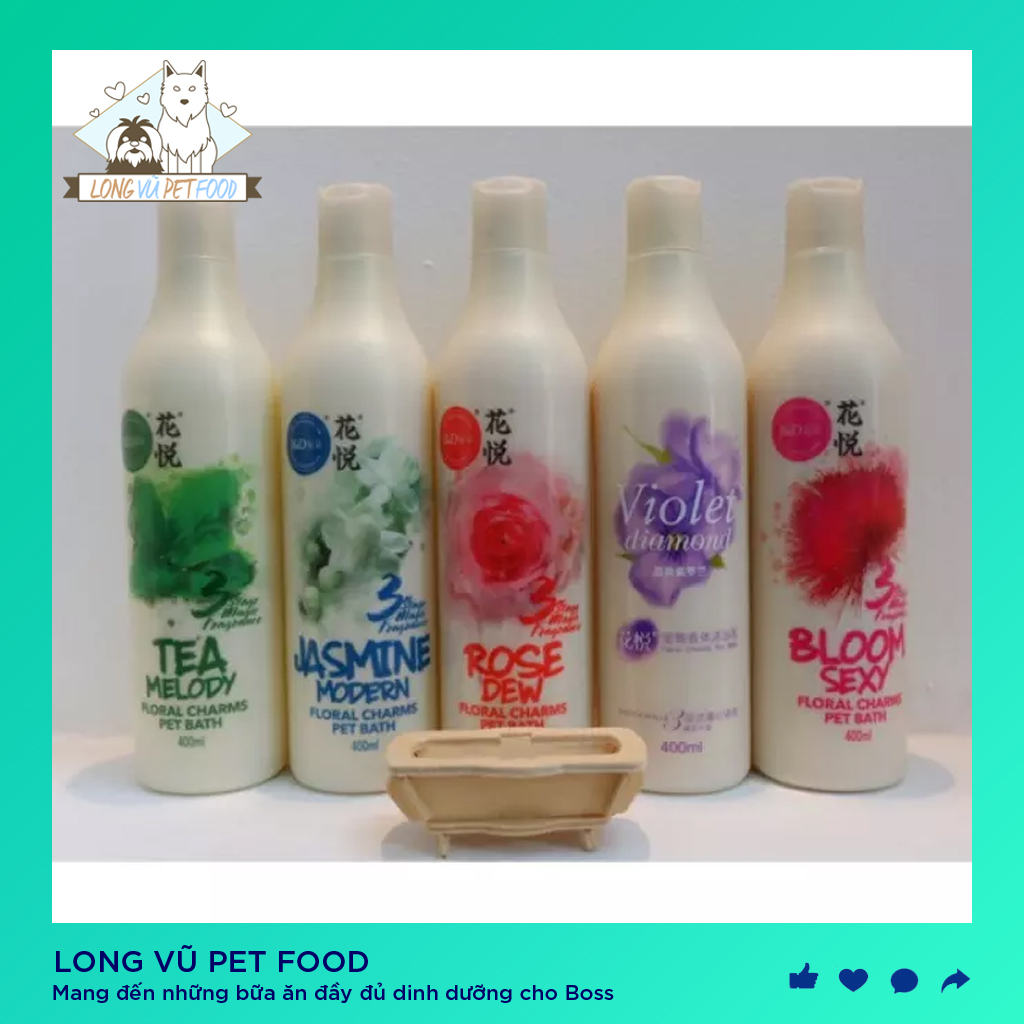 Sữa tắm cho chó mèo hương nước hoa Joyce & dolls 400ml Rose Dew khử mùi hôi hiệu quả - sữa tắm chó - sữa tắm mèo - Long Vũ Pet Food