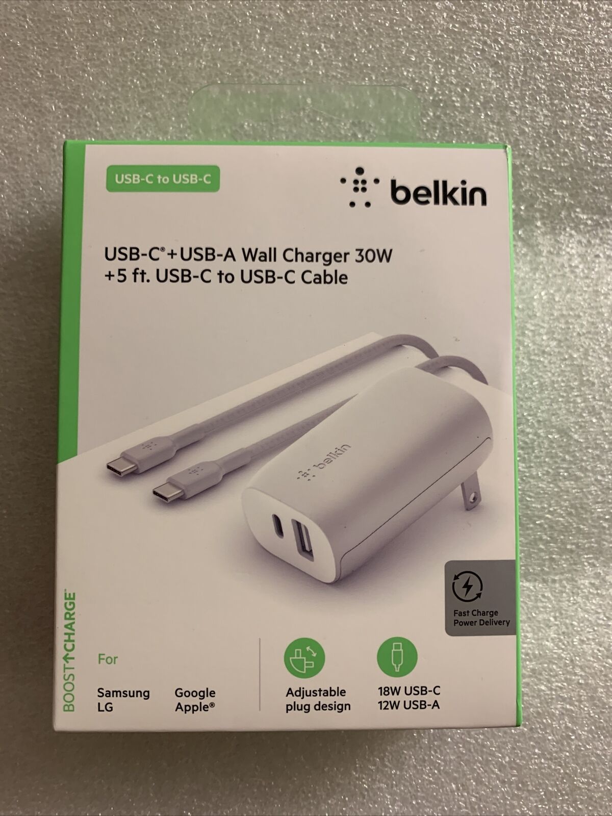 Bộ cáp sạc belkin 30w 2 port + cáp usb-c to usb-c 1.5m