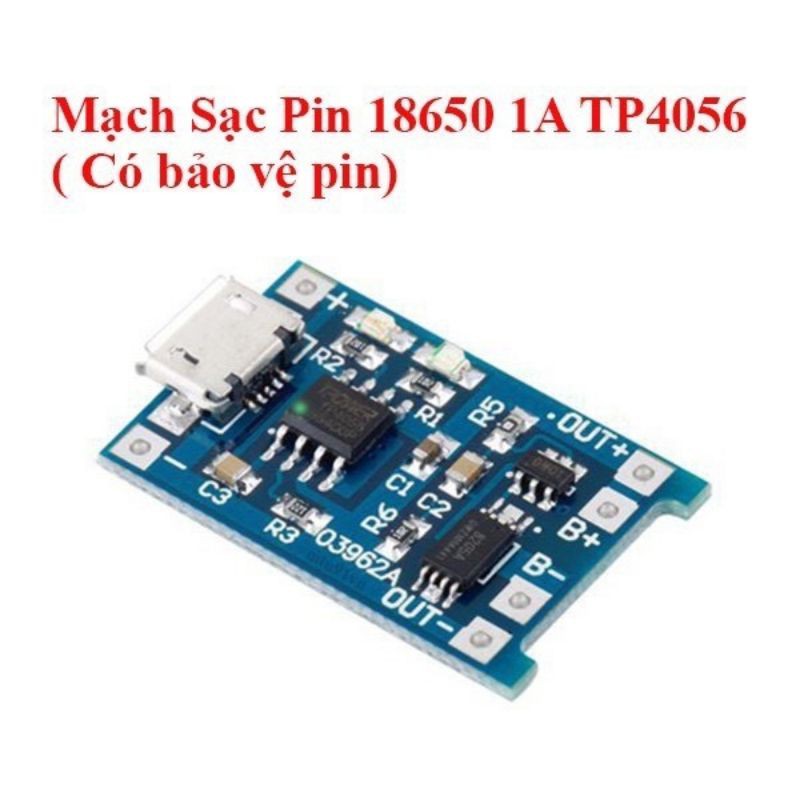 Mạch sạc pin lithium-ion 18650 3.7V TP4056 có bảo vệ pin