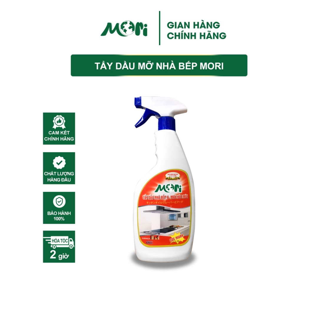 Bình Xịt Tẩy Dầu Mỡ Bếp Và Máy Hút Mùi MORI, Rửa Xoong Nồi Cháy Khét 620ml