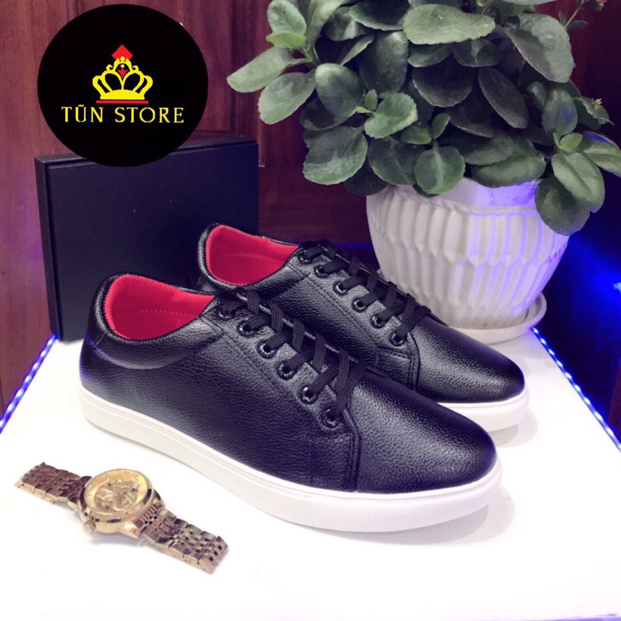 Gìay sneaker nam-gìay thể thao nam đen lòng đỏ hot 2020