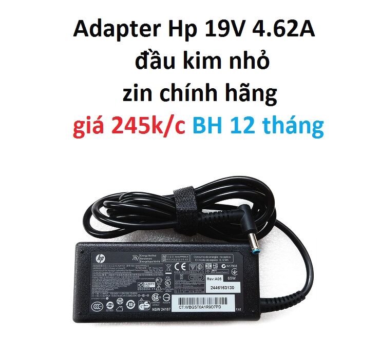 Adapter Zin Hp 19V 4.62A - Sạc Adapter Laptop HP P0F19EA - Đầu kim nhỏ (laptop dòng mới)