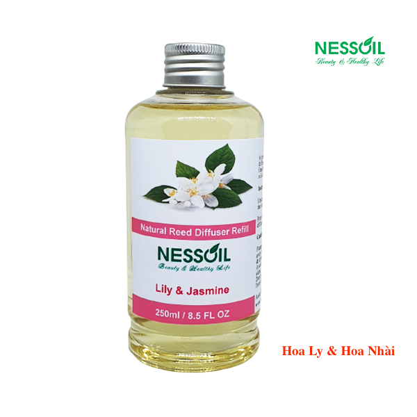 Tinh dầu nước hoa Refill 250ml, Hoa Ly & Hoa Nhài, dùng xông phòng, thay thế cho bộ cắm đã cạn tinh dầu