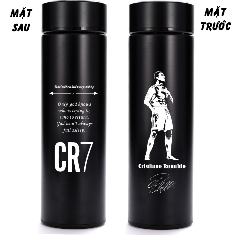 Bình giữ nhiệt bóng đá 2.0 inox 304 cao cấp an toàn giữ nóng lạnh cực tốt logo ronaldo cr7, messi, neymar