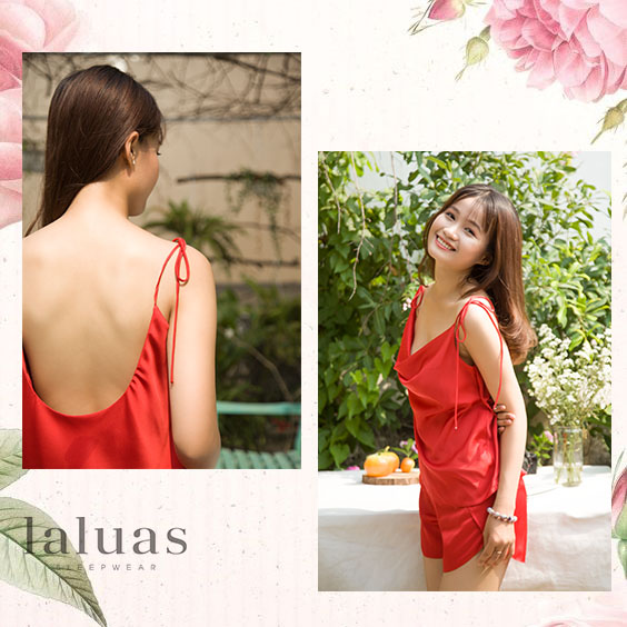 Doris Set - Bộ ngủ lụa cao cấp cổ đổ hở lưng nóng bỏng