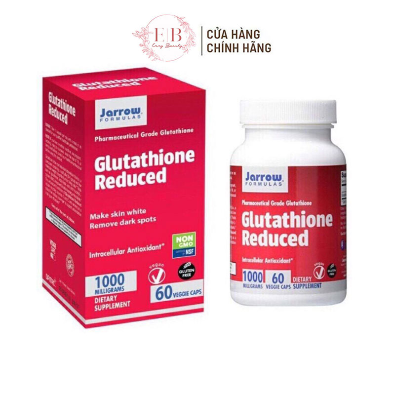 Viên uống sáng da Glutathione Jarrow 1000mg hộp 60 viên giúp trắng da mịn màng