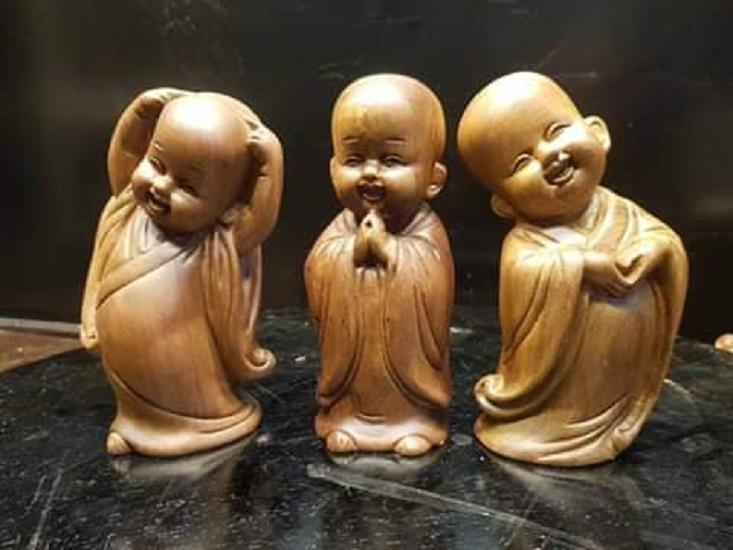 Bộ tượng vui vẻ - bình an - hạnh phúc! ,gỗ bách xanh
