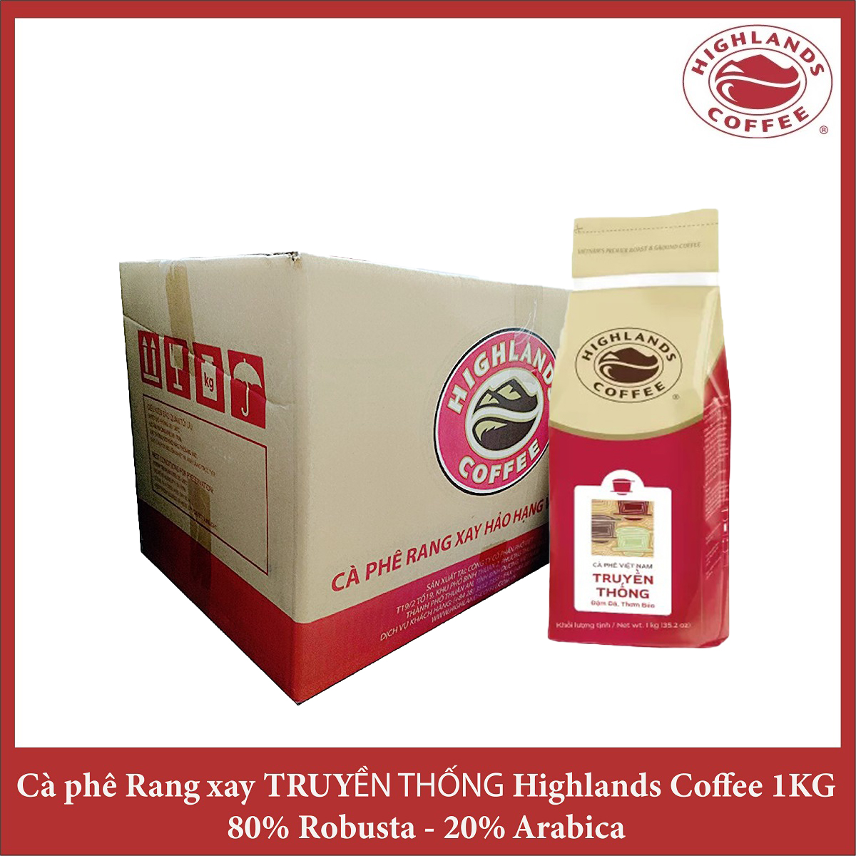 Traditional Blend Coffee - Thùng 15 túi Cà phê bột Truyền thống Highlands Coffee 1kg