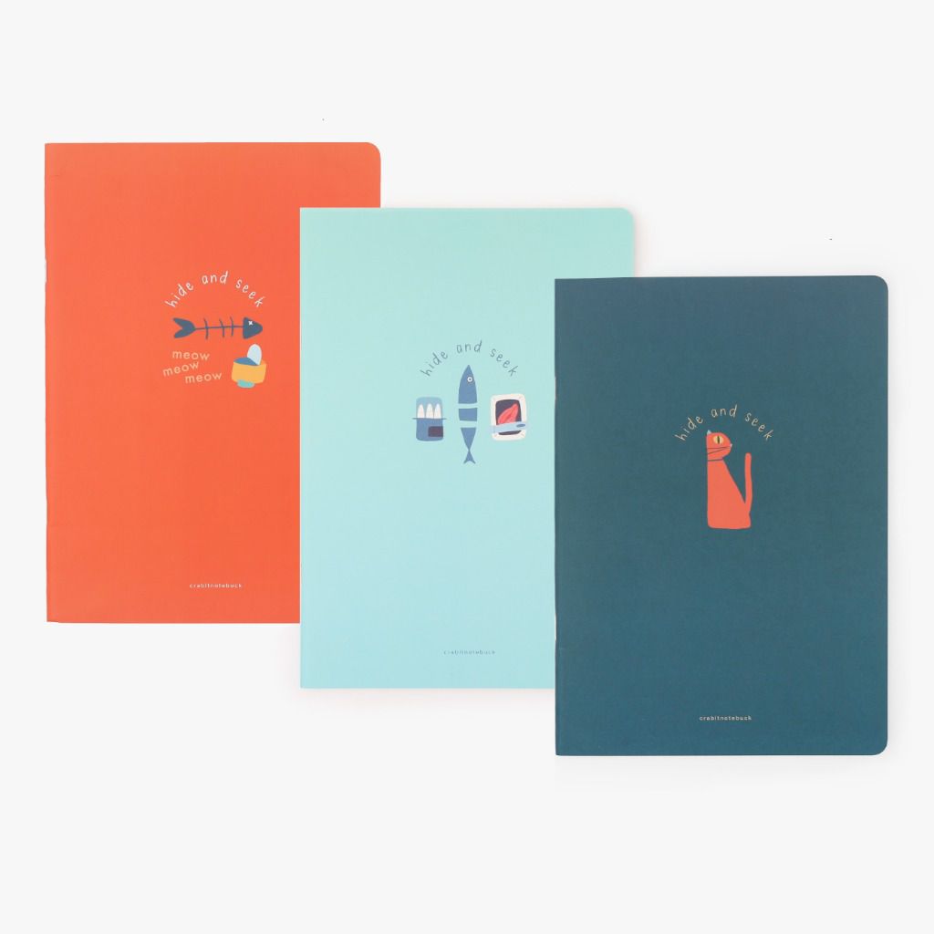 Combo vở crabit ô vuông grid 120 trang - hide & seek mèo
