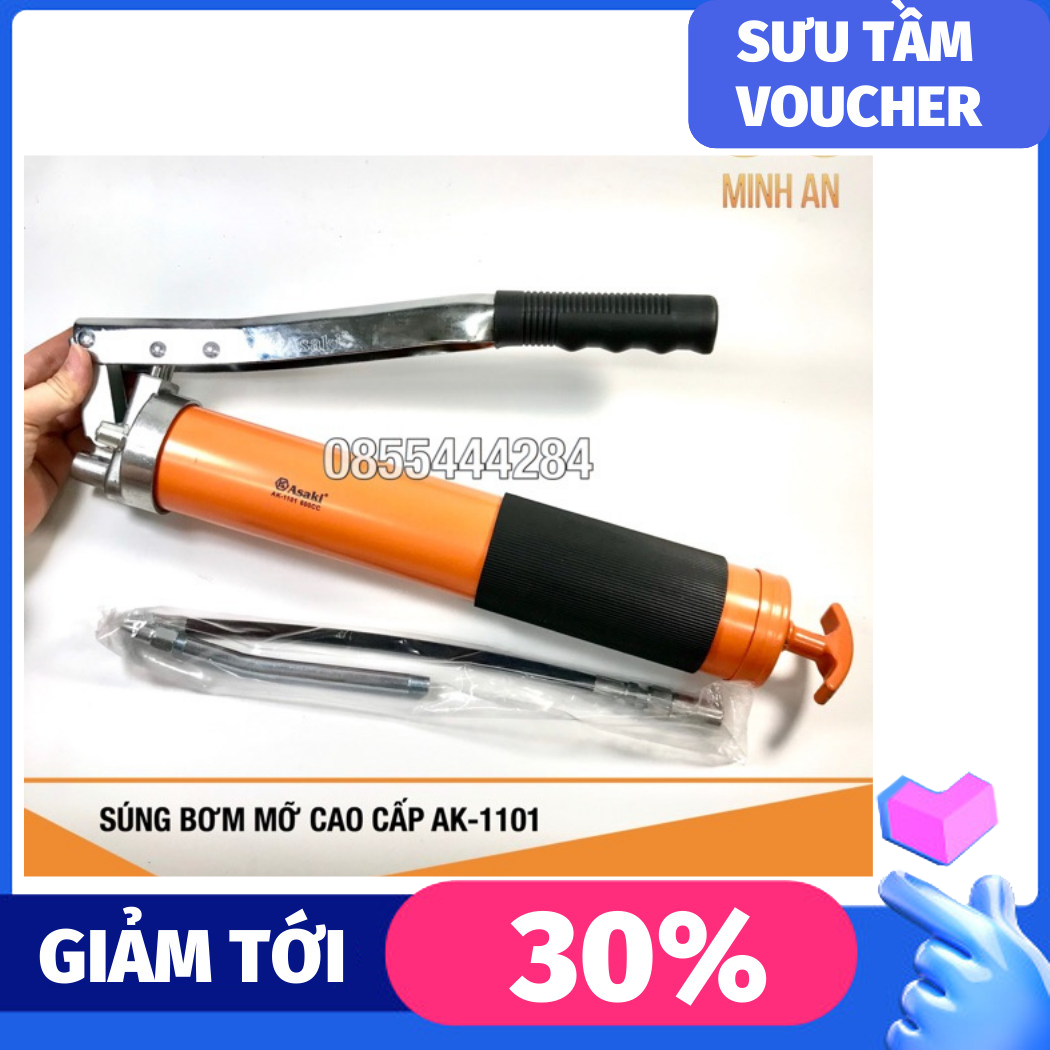 Súng bơm mỡ 600cc 2 xy lanh cao cấp asaki ak-1101