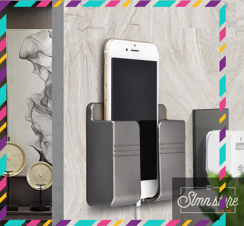 Giá đỡ dán tường treo remote máy lạnh đa năng, kệ treo sạc điện thoại, đầu dây điện vô cùng tiện lợi-Gía đỡ điện thoại dán tường-GDTDT