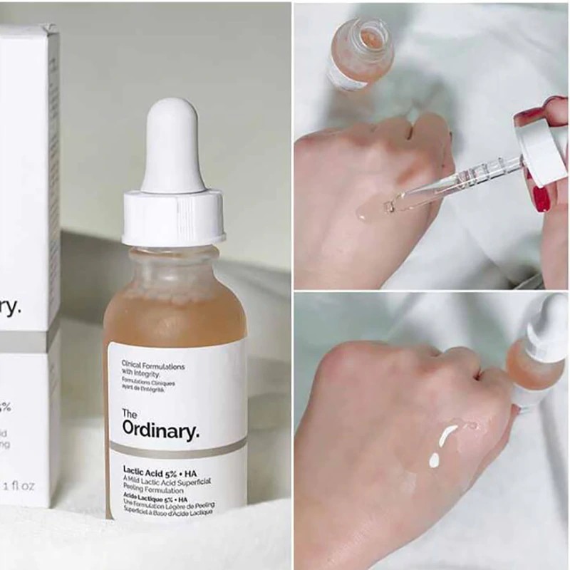 Serum The Ordinary Lactic Acid + HA, The Ordinary Lactic Acid 5%, The Ordinary Lactic Acid 10% giúp làm Sáng da giảm thâm.