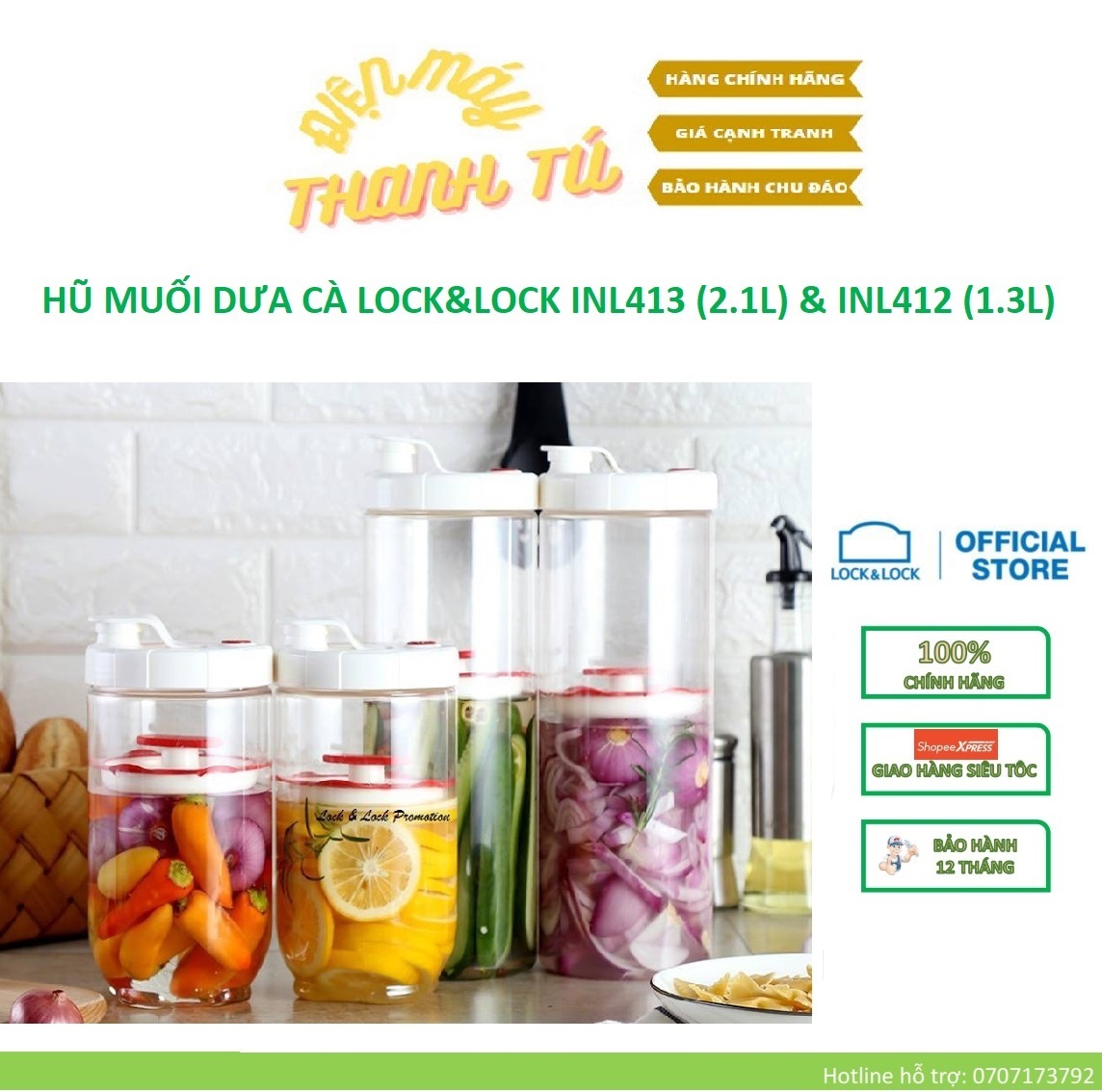 HŨ MUỐI DƯA CÀ / HỘP ĐỰNG LOCK&LOCK INTERLOCK INL413 (2.1L) & INL412 (1.3L) – HÀNG CHÍNH HÃNG