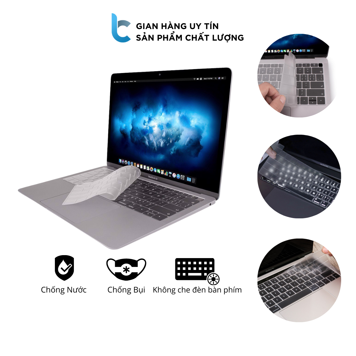 Lót Phím Trong TPU Bảo Vệ Bàn Phím Macbook Chống Bụi Bẩn, Chống Nước, Không Che Đèn Bàn Phím Lucas
