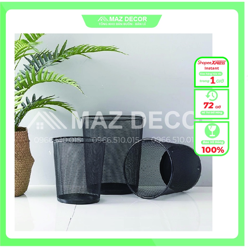 GIÁ SỈ TẠI XƯỞNG Sọt rác lưới inox đen sang chảnh Thùng rác lưới văn phòng đen giá rẻ siêu bền